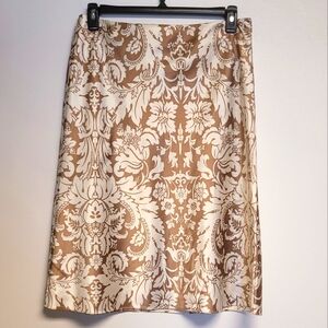 New York & Company Brown and Cream A-Line Skirt Size 12